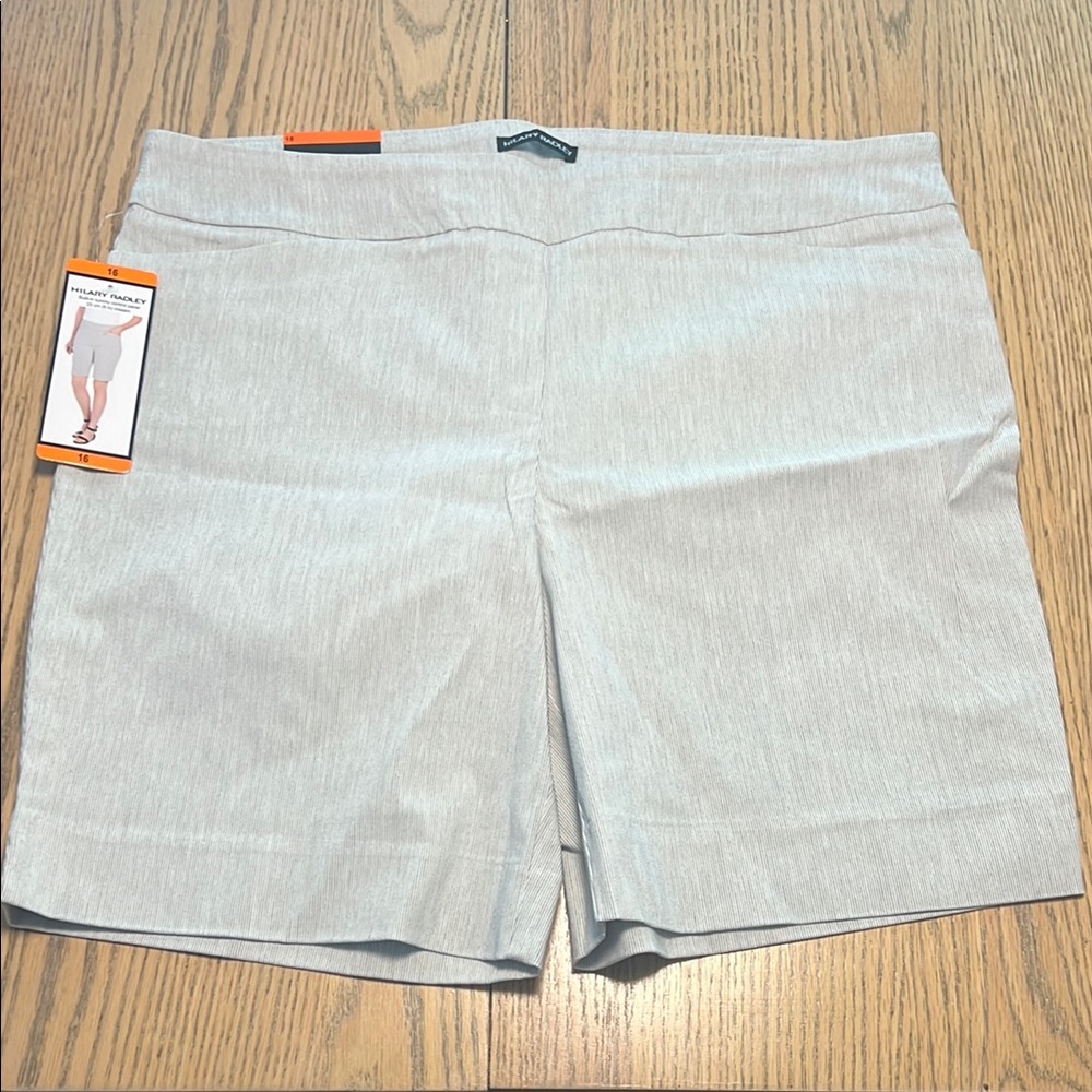 Hilary Radley Gray Bermuda Shorts Tailored Cotton Blend